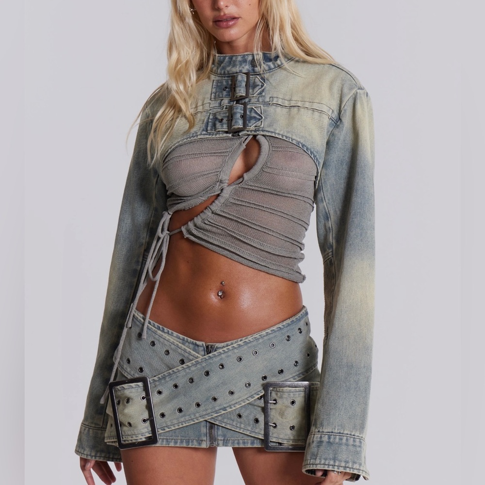 COPY - Jaded London Denim Assassin Ultra Cropped Jacket